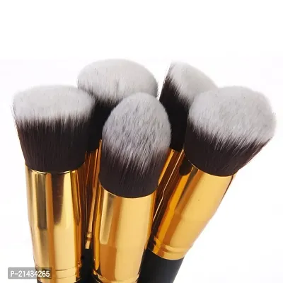 TRS Fiber Bristle Makeup Brushes- Black and Golden Foundation Eyeshadow Eyebrow Eyeliner Blush Powder Concealer black brush Paack of 10-thumb4