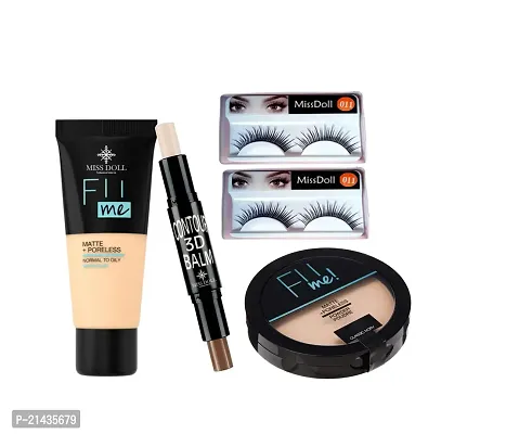 MISS DOLL Fit ME POWDER Pore-less Oil Control Compact Powder- All Day Finish Face -Fit Me Highlighter Blender (Multi-item-05)