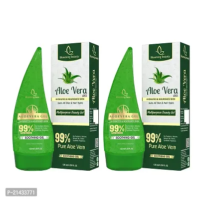 Blooming beauty Aloe Vera Moisturizer Gel for Face Skin Body Hair for Dark Circles Hydrating Skin  Brightening Hydrates  Soothes Skin -No Parabens Or SLS/SLES (Aloe Vera, 120ml Pack of 2)