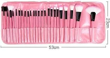 MISSDOLL BEAUTY Soft Bristle Makeup Brush Set with PU Leather Case - Black, 24 Pieces, 24 in 1 makeup brush Pink (PINK)-thumb3