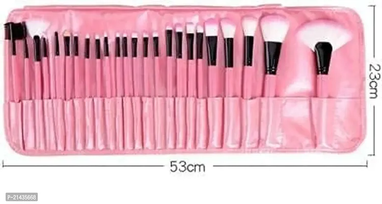 MISSDOLL BEAUTY Soft Bristle Makeup Brush Set with PU Leather Case - Black, 24 Pieces, 24 in 1 makeup brush Pink (PINK)-thumb4