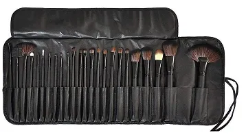 MISSDOLL BEAUTY Soft Bristle Makeup Brush Set with PU Leather Case - Black, 24 Pieces, 24 in 1 makeup brush Pink (BLACK)-thumb1