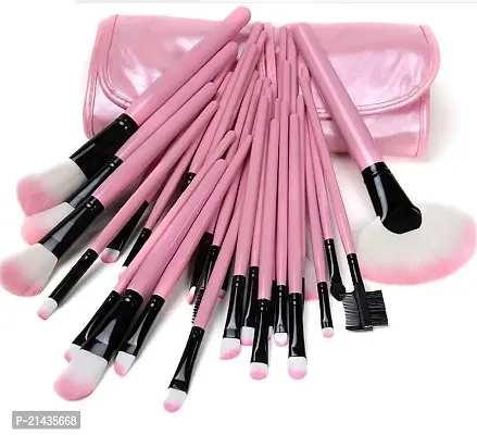 MISSDOLL BEAUTY Soft Bristle Makeup Brush Set with PU Leather Case - Black, 24 Pieces, 24 in 1 makeup brush Pink (PINK)-thumb0