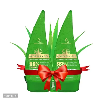 Blooming beauty Aloe Vera Moisturizer Gel for Face Skin Body Hair for Dark Circles Hydrating Skin  Brightening Hydrates  Soothes Skin -No Parabens Or SLS/SLES (Aloe Vera, 120ml Pack of 2)-thumb2