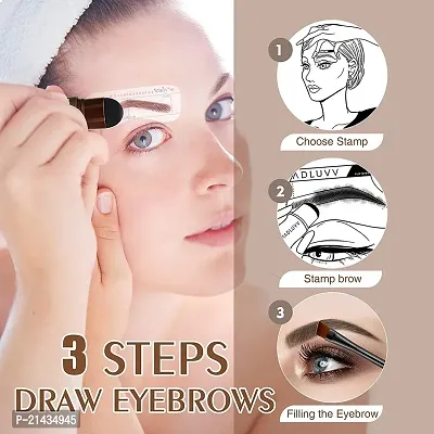 MISSDOLL Professional Beauty Eyebrow Color Stamper with Stencils and 2 Pcs Eye Brushes (BLACK)-thumb3