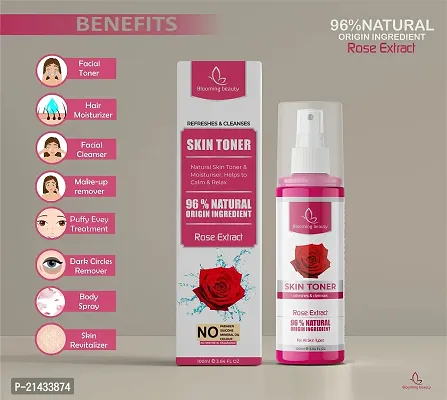 Blooming Beauty Refreshes  Cleanses Rose Extract Skin Toner,Premium Gulab Jal For Face Toner, Skin Toner, Makeup Remover for Men  Women (Rose Toner+ Vitamin c-100+30-130ml)-thumb5