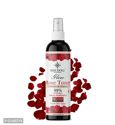 MISS DOLL Glow Rose Toner, Hydrating Light Weight Anti Ageing Nourishing Moisturizing Brightening Revitalising for All Skin Types,(100ml)-thumb0