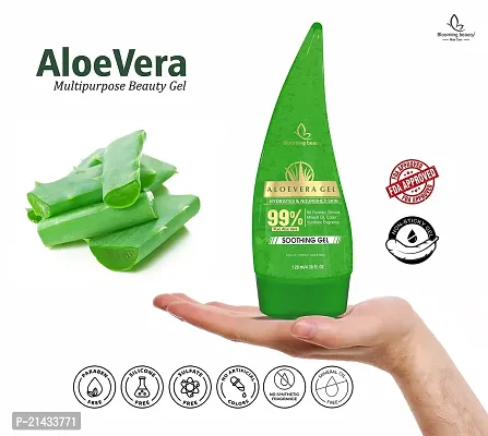 Blooming beauty Aloe Vera Moisturizer Gel for Face Skin Body Hair for Dark Circles Hydrating Skin  Brightening Hydrates  Soothes Skin -No Parabens Or SLS/SLES (Aloe Vera, 120ml Pack of 2)-thumb4