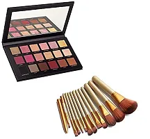 MISSDOLL Combo Of Rose Gold Remastered 18 Multicolor Eye shadow with Makeup 12 Pc Brush set (2 Items in the set), Glossy Finish (Eyeshadow:3)-thumb1