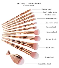 MISS DOLL BEAUTY 11 Pcs Rose Gold Makeup Brush Set Professional Unicorn Shiny Gold Diamond Makeup Brush Set Professional Foundation Powder Cream Blush Brush Kits-thumb1