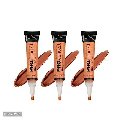 MISSDOLL HD Pro Concealer Cream Skin Lightening Dark Spot Corrector,Concealer for Face Makeup, Fit me Pro Waterproof Natural Finish, Full Coverage Natural Finish Corrector Beauty (Pack of 3 (Orange))