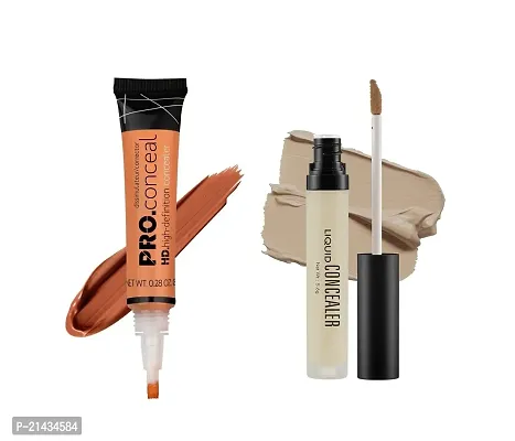 MISS DOLL Liquid Light weight Concealer with Full Coverage |Easily Blendable Concealer for face makeup with Matte finish Pro HD Orange Concealer Cream