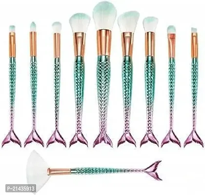 MISSDOLL Fish Tail Makeup Brushes Fish Tail Eye Makeup Brushes, Eyeshadow Concealer Eyeliner Brow Blending Brushes Set (10 Brushes) (with 6 Beauty Blender Set)-thumb2