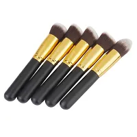 TRS Fiber Bristle Makeup Brushes- Black and Golden Foundation Eyeshadow Eyebrow Eyeliner Blush Powder Concealer black brush Paack of 10-thumb1