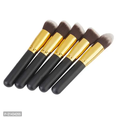 TRS Fiber Bristle Makeup Brushes- Black and Golden Foundation Eyeshadow Eyebrow Eyeliner Blush Powder Concealer black brush Paack of 10-thumb2