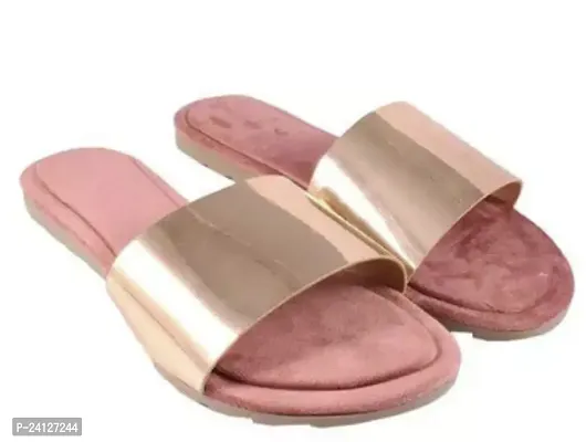 Elegant Pink Leather Self Design Fashion Flats For Women