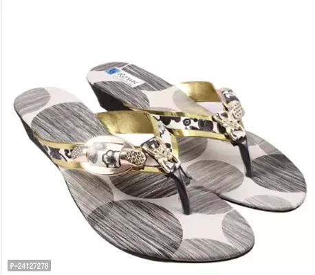 Elegant Grey Leather Self Design Fashion Flats For Women