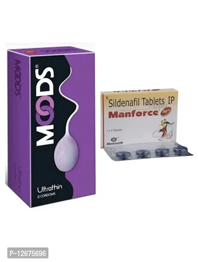 Crystal Dew: MOODS Ultra Thin Condom 12 Sheets  4 Manforce Tablets 100 mg-thumb0