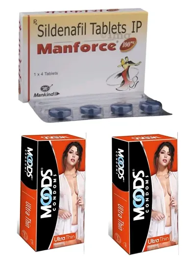 Crystal Dew: MOODS Ultra Thin Condoms 20 Sheets  4 Manforce Tablets 100 mg