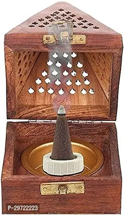 Wooden Incense Holder Pyramid Shape Agarbatti Stand Holder Dhoop for Pooja-thumb0