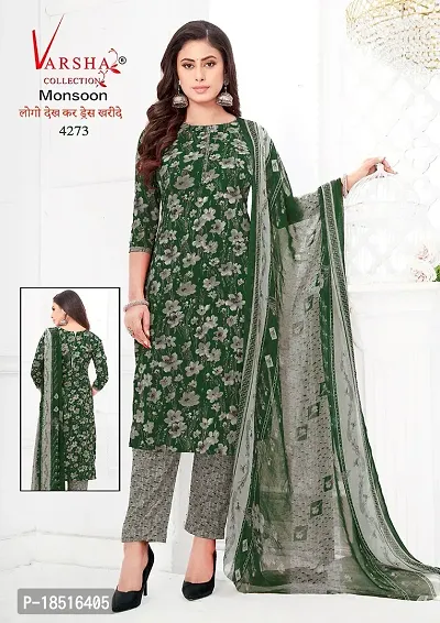 stylish synthetic printed dress material with dupatta set-thumb0