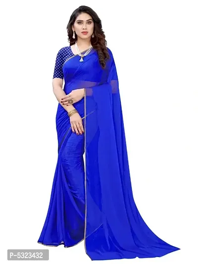 Contrast Blouse Plain Saree with Brocade Border| Cheap Rate Saree