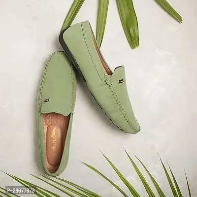 Stylish Green Velvet Solid Loafers For Men-thumb0
