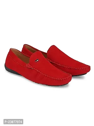 Stylish Red Velvet Solid Loafers For Men