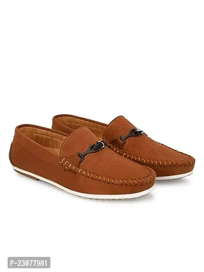 Stylish Tan Velvet Solid Loafers For Men