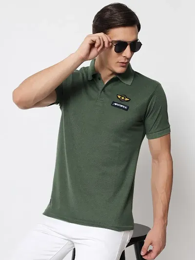 Classic Cotton Blend Solid Collar T-Shirt for Men
