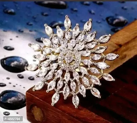 New Trendy Brass American Diamond Adjustable Ring For Women