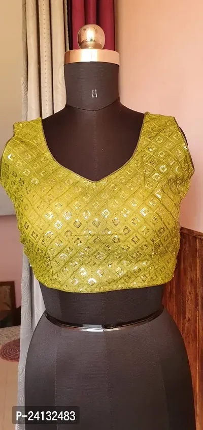 Reliable Yellow Brocade Self Design Stitched Blouses For Women-thumb0