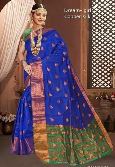 Stylish Fancy Designer Litchi Silk Saree With Blouse Piece For Women