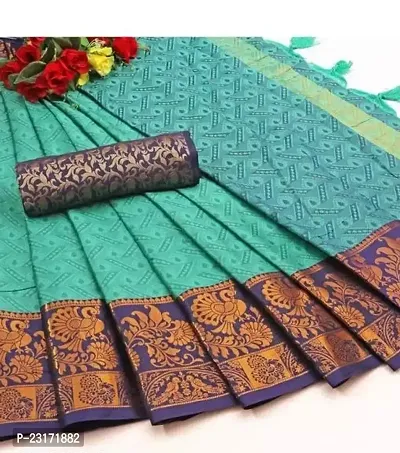 Stylish Fancy Designer Cotton Silk Saree With Blouse Piece For Women