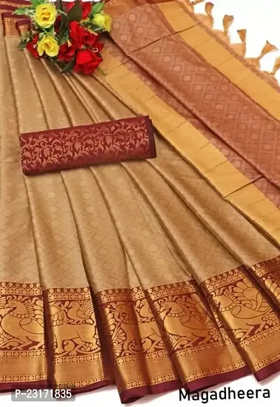 Stylish Fancy Designer Cotton Silk Saree With Blouse Piece For Women-thumb0