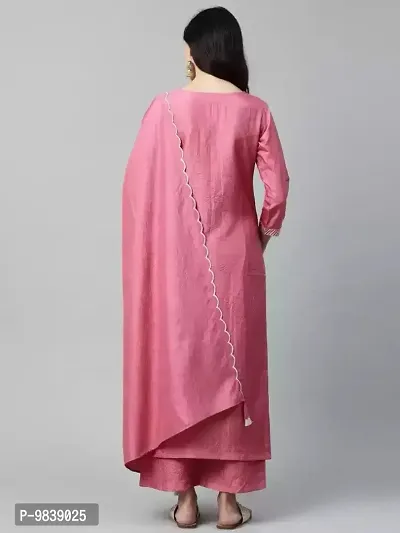 R K FASHION Women's Straight Kurta Set with Dupatta (XXL, Light Pink)-thumb2