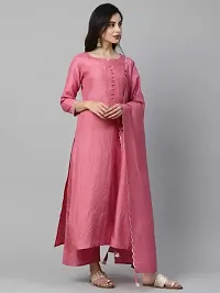 R K FASHION Women's Straight Kurta Set with Dupatta (XL, Light Pink)-thumb2