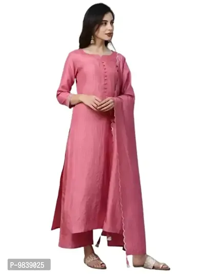 R K FASHION Women's Straight Kurta Set with Dupatta (XXL, Light Pink)-thumb0