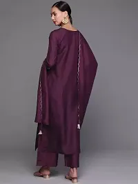 R K FASHION Women's Straight Kurta Set with Dupatta (M, Wine)-thumb2