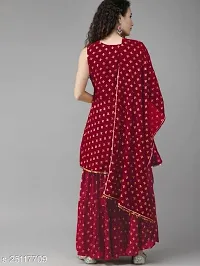 R K FASHION Printed Kurti, Sharara  Dupatta Set, Women Printed Kurti with Sharara  Dupatta (L, Red)-thumb3