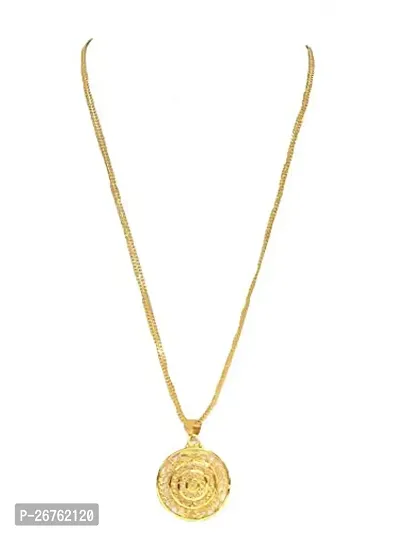 Shree Mauli Creation Golden Alloy Golden Round Pendant Chain Necklace for Women SMCN1226