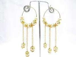 Shree Mauli Creation Golden Alloy Golden Fancy Pearl Round Hoops Earring for Women SMCE500-thumb1