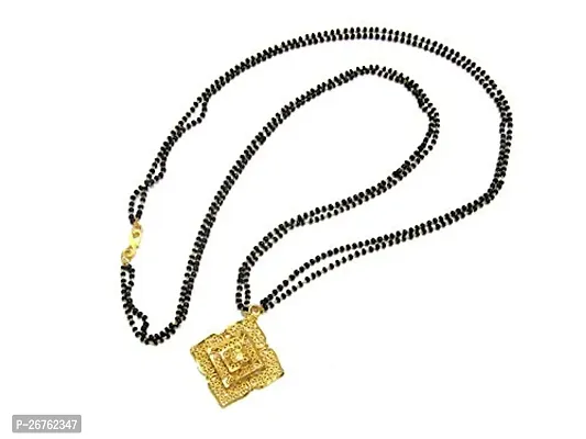 Shree Mauli Creation Black Alloy Golden Pendant Black Beads Mangalsutra Necklace for Women SMCMG140