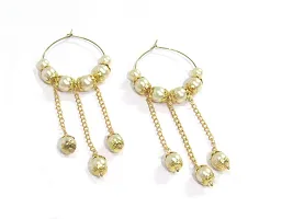 Shree Mauli Creation Golden Alloy Golden Fancy Pearl Round Hoops Earring for Women SMCE500-thumb2