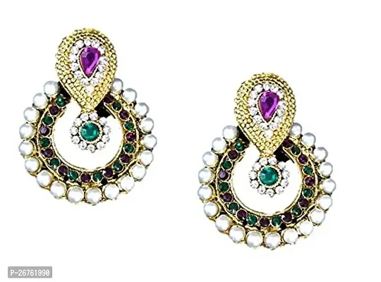 Shree Mauli Creation Multi Colour Alloy with Pearl Chandbali Earrings For Women SMCE31