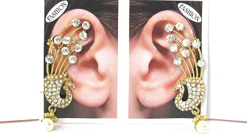 Shree Mauli Creation White Alloy White Drop Jhumka Stone Peacock Earring for Women SMCEC11-thumb2