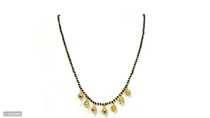 Shree Mauli Creation Black Alloy Golden Ball Drop nice Mangalsutra for Women SMCMG100