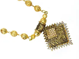 Shree Mauli Creation White Alloy Golden Ball Pearl Square Pendant Necklace for Women SMCN982-thumb1