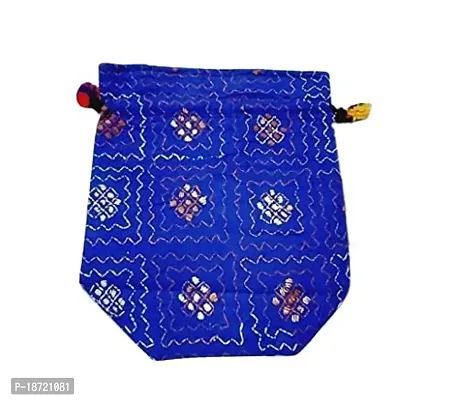 Fashweave Handmade Ethnic Embroidery Blue Potli Bag Handbag, Wristlets, Clutch Batwa for Women and Girls-thumb0