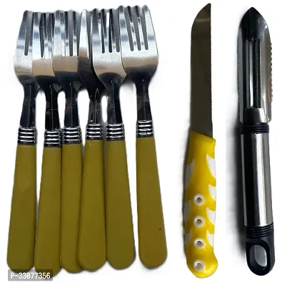 Classic Kitchen Tools Combo Pack Of Fork And Kitchen Knives And Peeler-thumb0